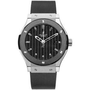 Cheap Fake Hublot Classic Fusion Black Carbon Fiber Automatic Black Rubber Men's Watch 542.ZM.1770.RX