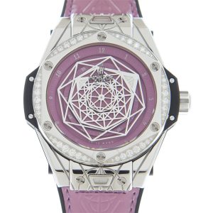 Cheap Fake Hublot Big Bang Sang Bleu Automatic Diamond Purple Dial Ladies Watch 465.SS.89P7.VR.1204.MXM20