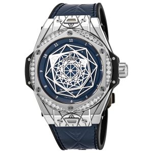 Cheap Fake Hublot Big Bang Sang Bleu Diamond Blue Dial Ladies Watch 465.SS.7179.VR.1204.MXM19