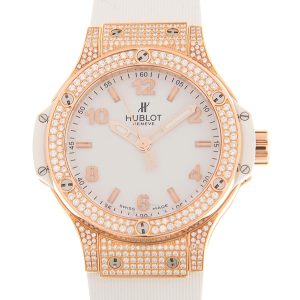 Cheap Fake Hublot Big Bang White Dial Diamonds Rubber Unisex Watch 361.PE.2010.RW.1704