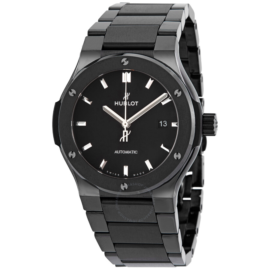 Hublot Classic Fusion Automatic Black Dial Black Rubber Men's 45mm Watch  511.NX.1171.RX 845960069014 - Watches, Classic Fusion - Jomashop