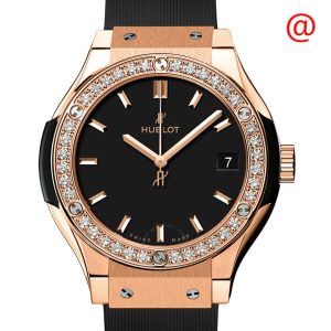 Cheap Fake Hublot Classic Fusion Mat Black Dial Ladies 18 Carat Rose Gold Watch 581.OX.1181.RX.1104