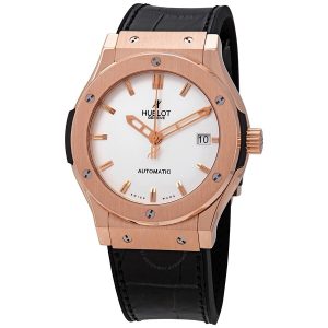 Cheap Fake Hublot Classic Fusion Opalin Dial 18K Rose Gold Black Alligator Rubber Men's Watch 511.PX.2610.LR