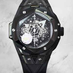 Hublot Big Bang Replica Sang Bleu II Tattoo Black Ceramic Watch