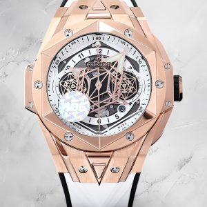 Hublot Big Bang Replica White Sang Bleu II King Gold 45 Skeleton Dial Watch
