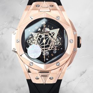 Hublot Big Bang Replica Black Sang Bleu II King Gold 45 Skeleton Dial Watch