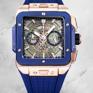Hublot Square Big Bang Replica Unico Titanium 45 Blue Gold Bezel Watch