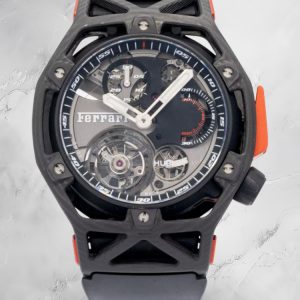 Hublot Tourbillon Techframe Replica Ferrari 43mm Black Carbon Fiber Watch