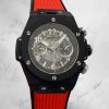 Hublot Big Bang Replica 42mm Black Ceramic Grey Dial Orange Rubber Strap Watch