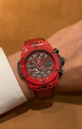 Hublot Big Bang Unico Replica 45mm Matte Red Ceramic Skeleton Dial Watch photo review