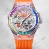 Swiss Hublot Big Bang Unico Replica 42mm – Rainbow Diamond Bezel, Multi-Layer Skeleton Dial Watch